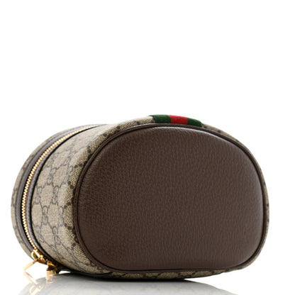 Gucci GG Supreme Monogram Textured Calfskin Web Ophidia Vanity Cosmetic Case Beige Ebony New Acero 4 of 9