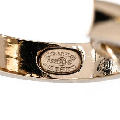 Chanel Metal Crystal CC Hoop Drop Earrings Gold 4 of 5