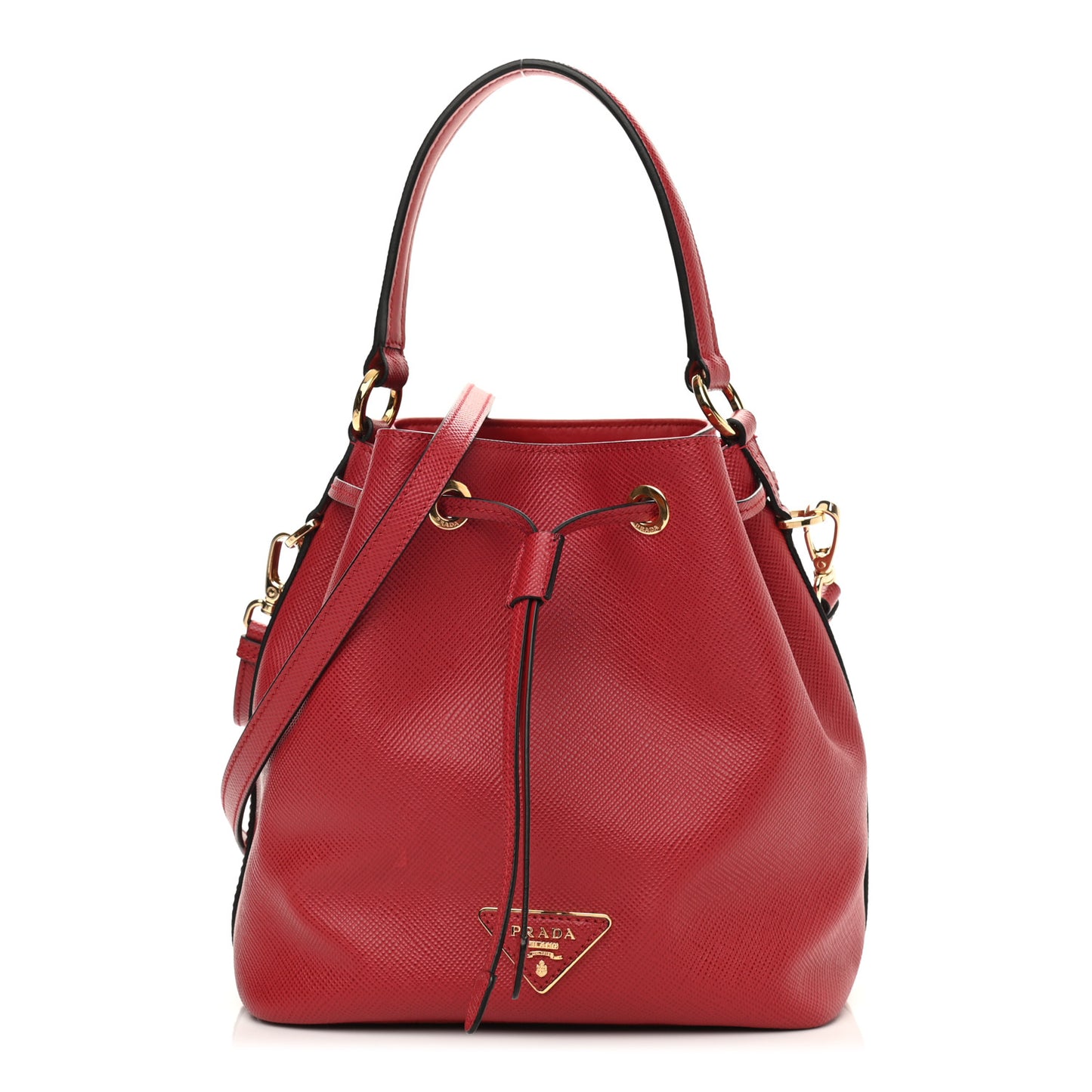 Saffiano Cuir Bucket Bag Fuoco