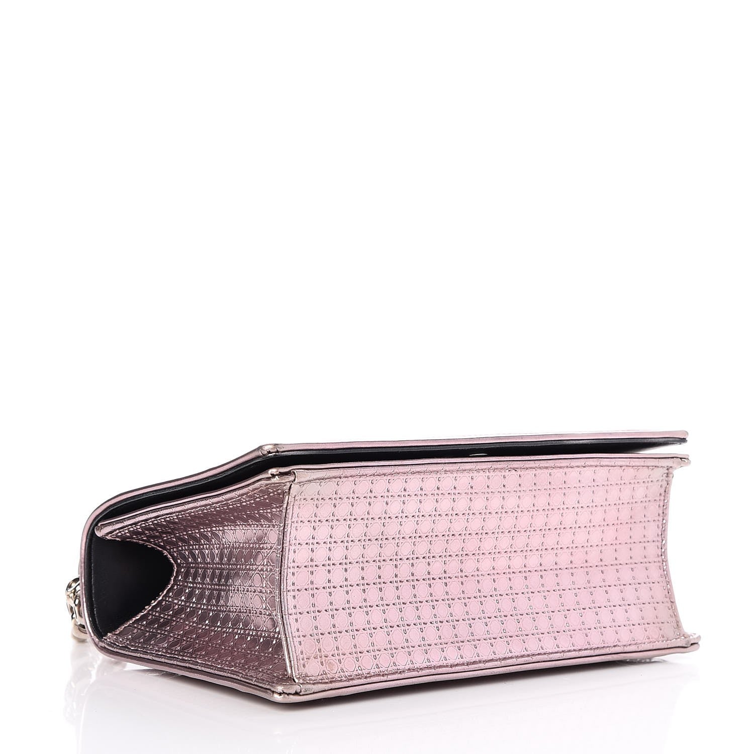 Christian Dior Metallic Patent Micro-Cannage Medium Diorama Flap Bag Pink 4 of 9
