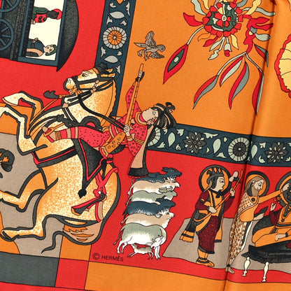 Hermes Silk Fantaisies Indiennes Scarf 90 Rouge Rose Vif Vert 2 of 3