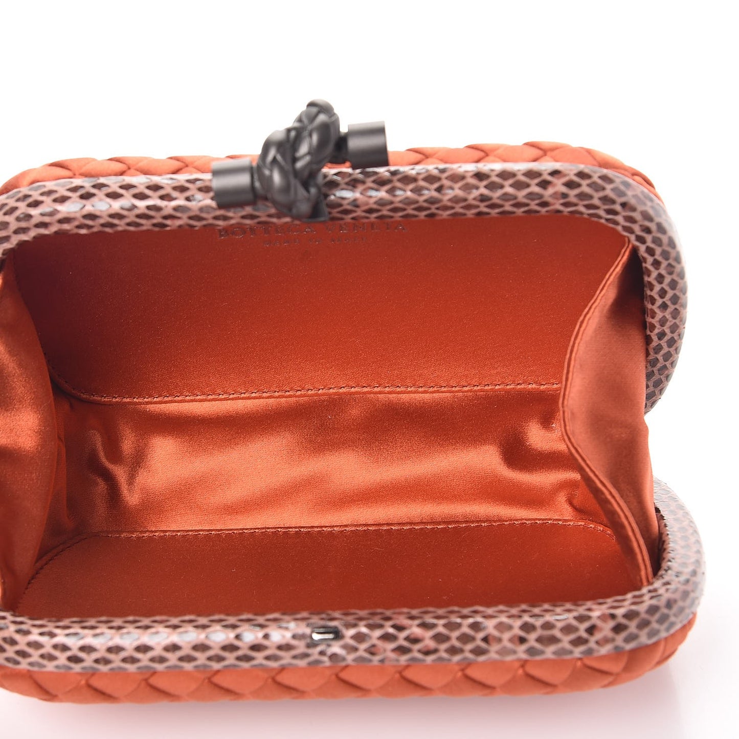 Satin Intreccio Impero Ayers Knot Clutch Orange