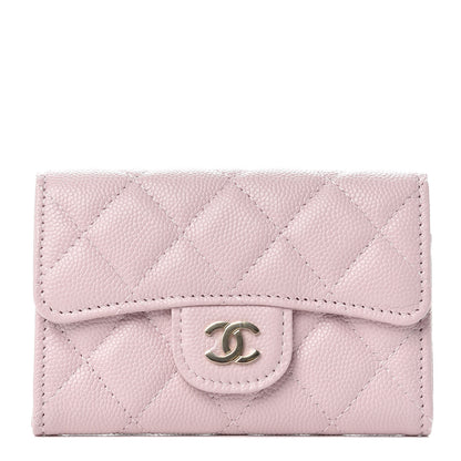 Chanel Caviar Quilted Flap Card Holder Wallet Light Pink 1 of 9