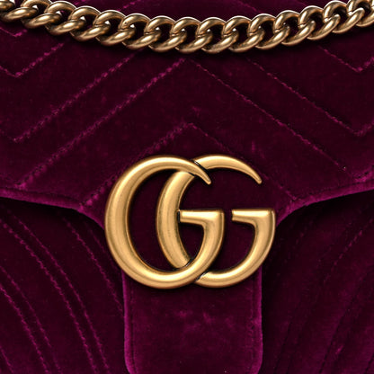 Gucci Velvet Matelasse Small GG Marmont Shoulder Bag Fuchsia Violet Cyclamen 8 of 10