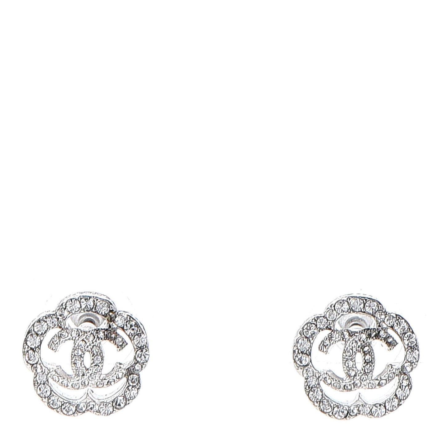 Crystal CC Camellia Earrings Silver
