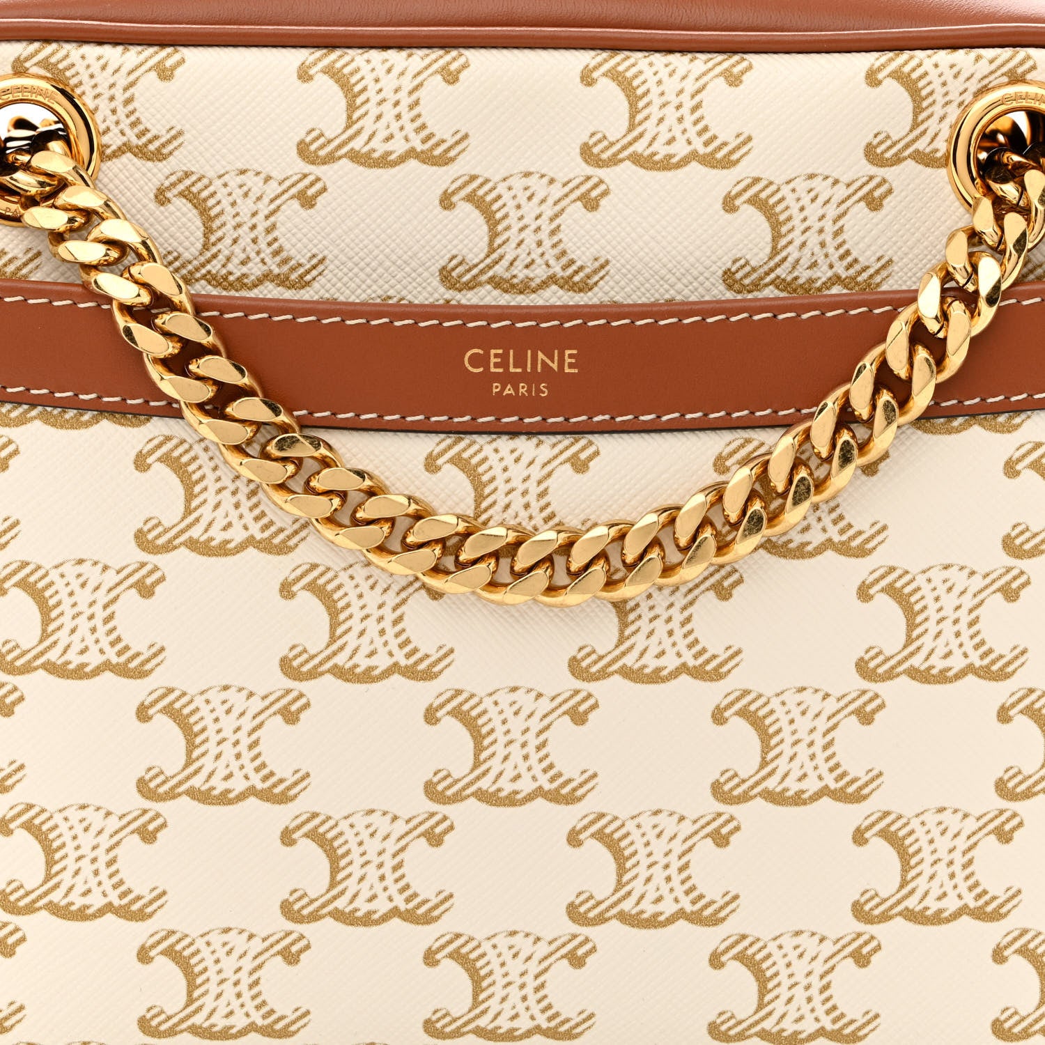 Celine Calfskin Triomphe Canvas Small Patapans White 8 of 10
