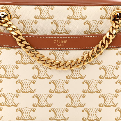Celine Calfskin Triomphe Canvas Small Patapans White 8 of 10
