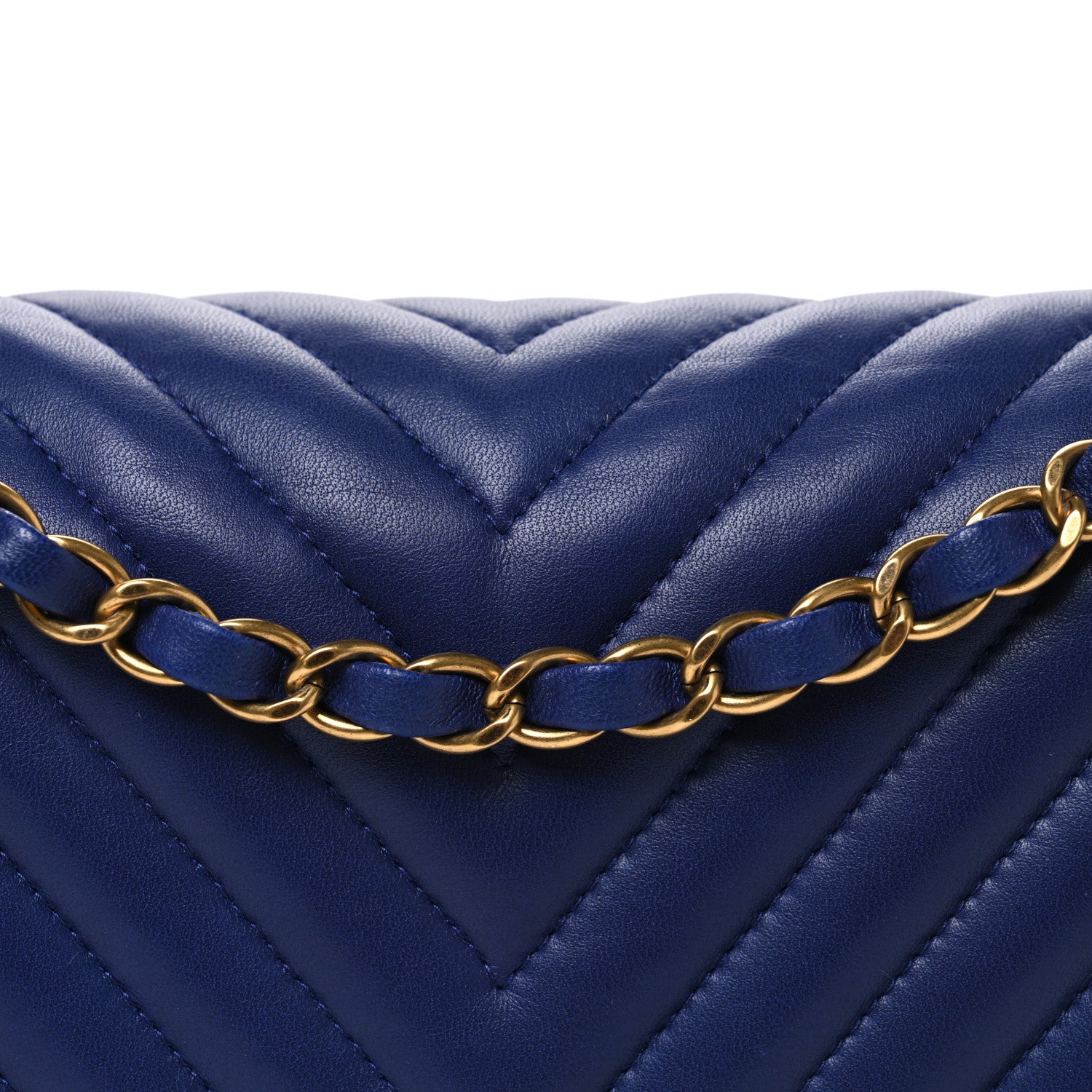 Chanel Lambskin Chevron Quilted Medium Double Flap Blue 7 of 9