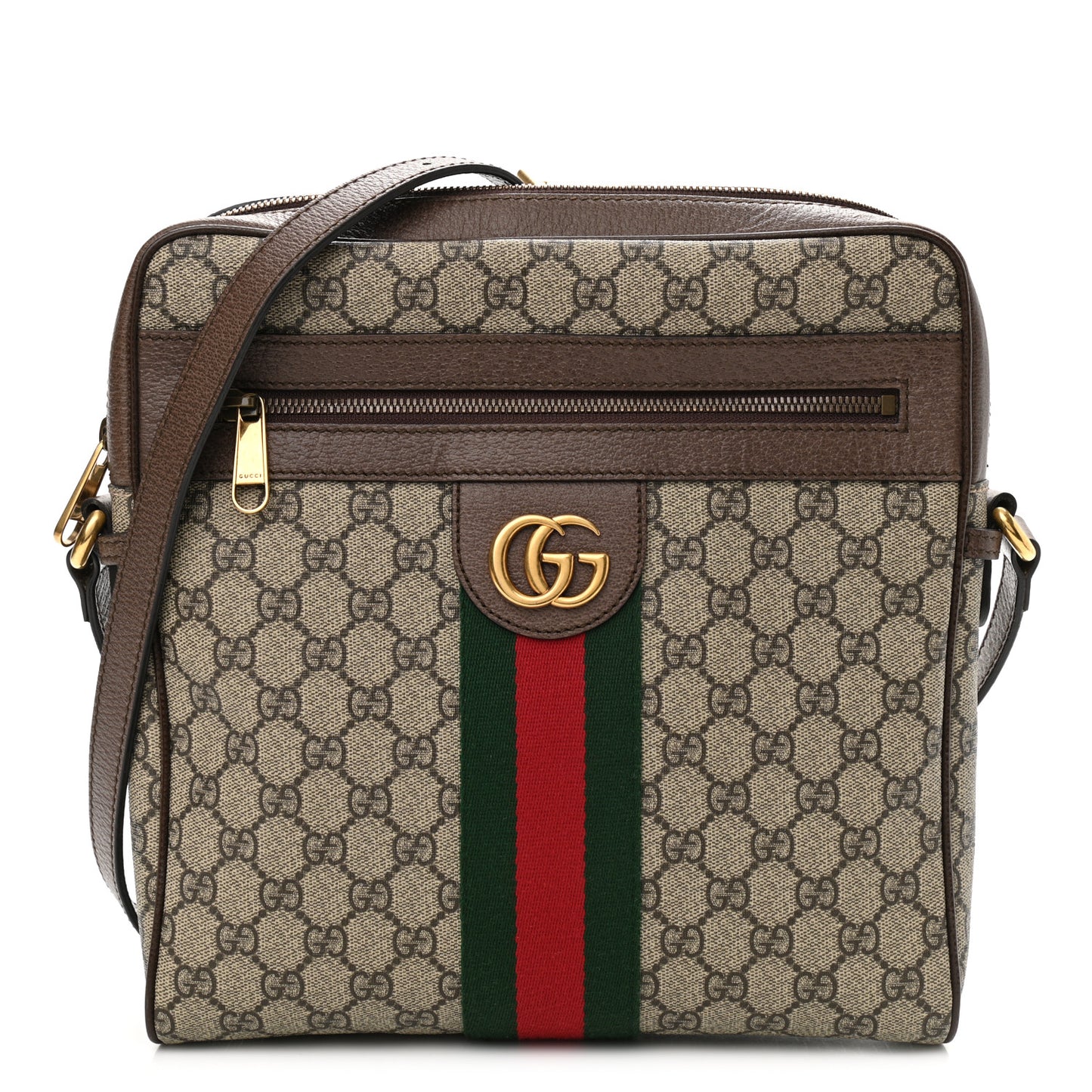 GG Supreme Monogram Web Medium Ophidia Messenger Bag Brown