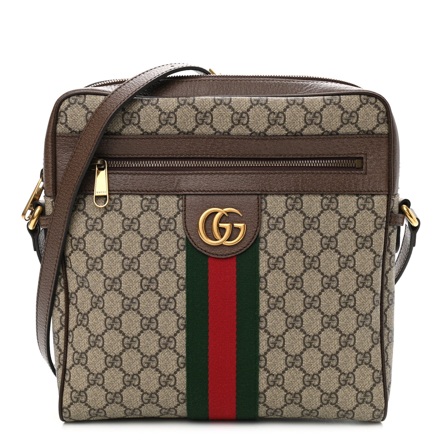 Gucci GG Supreme Monogram Web Medium Ophidia Messenger Bag Brown 1 of 10