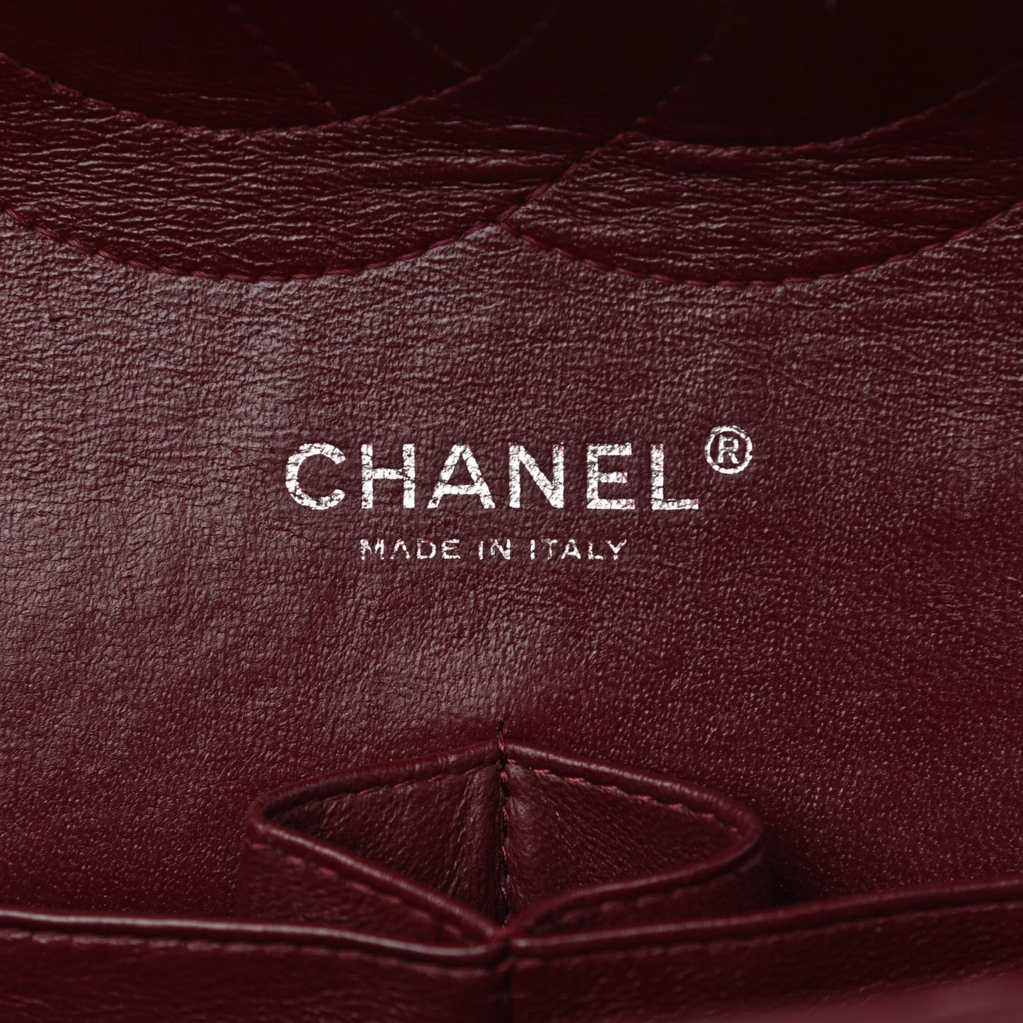 Striated Patent Quilted Jumbo Double Flap Burgundy