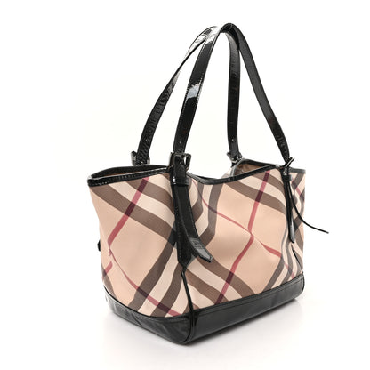 Burberry Patent Nova Check Small Tote Black 3 of 13