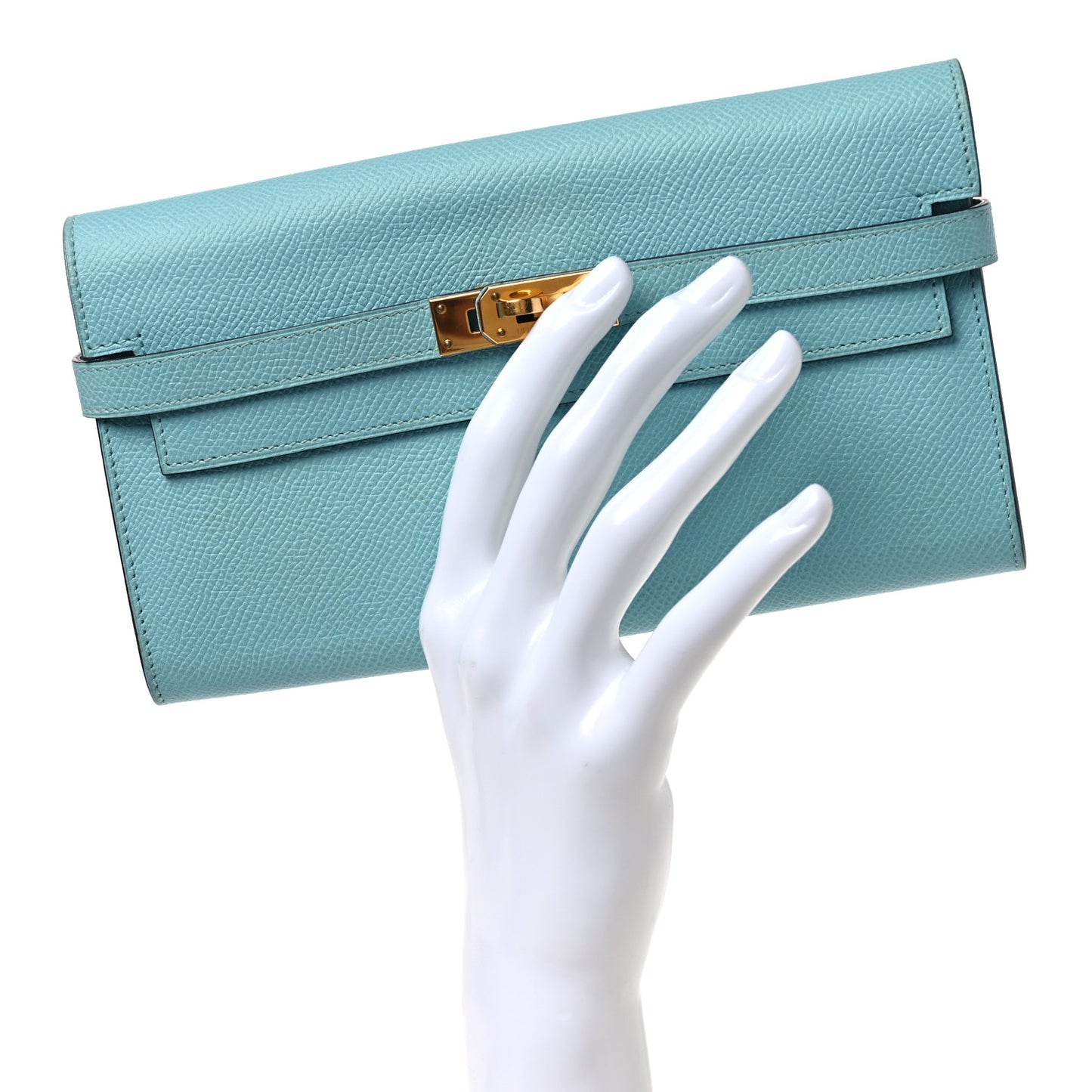 Epsom Kelly Longue Wallet Bleu Atoll