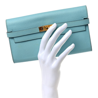 Hermes Epsom Kelly Longue Wallet Bleu Atoll 2 of 13