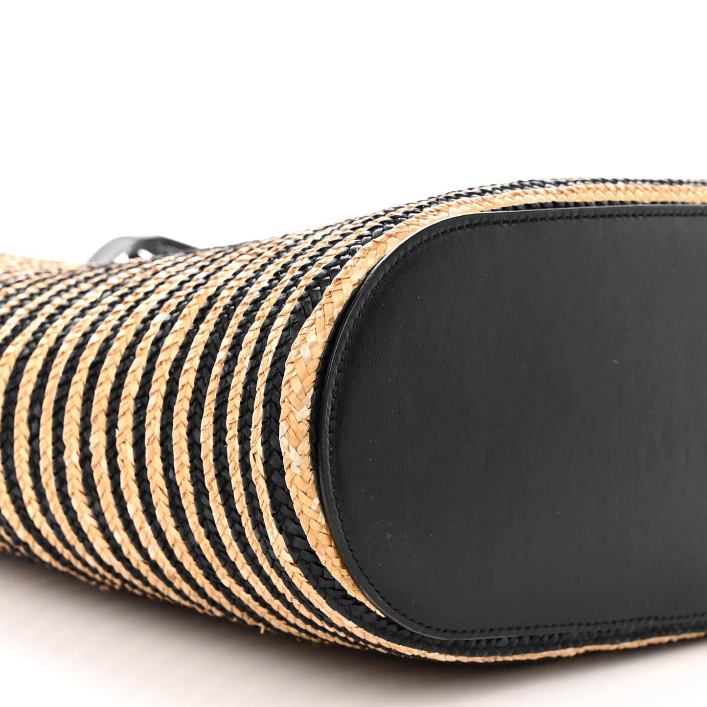 Calfskin Raffia Large Shopping Tote Naturale Black