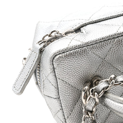 Chanel Metallic Caviar Quilted Mini Top Handle Vanity With Chain Silver 12 of 13