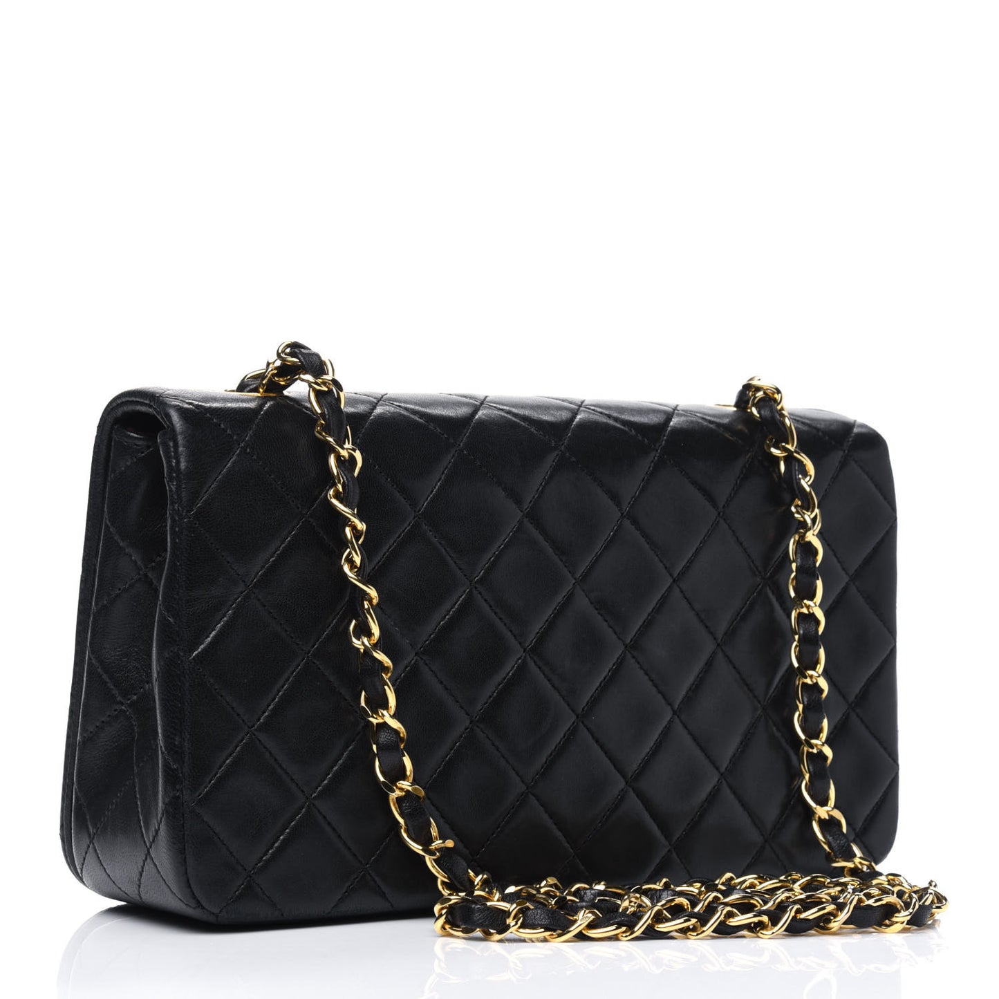 Lambskin Quilted Medium Single Flap Black