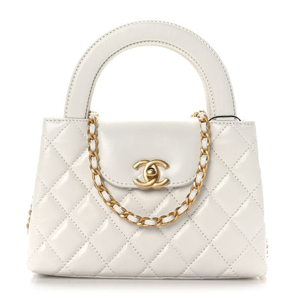 Chanel Shiny Aged Calfskin Quilted Nano Kelly Shopper White 1 of 10