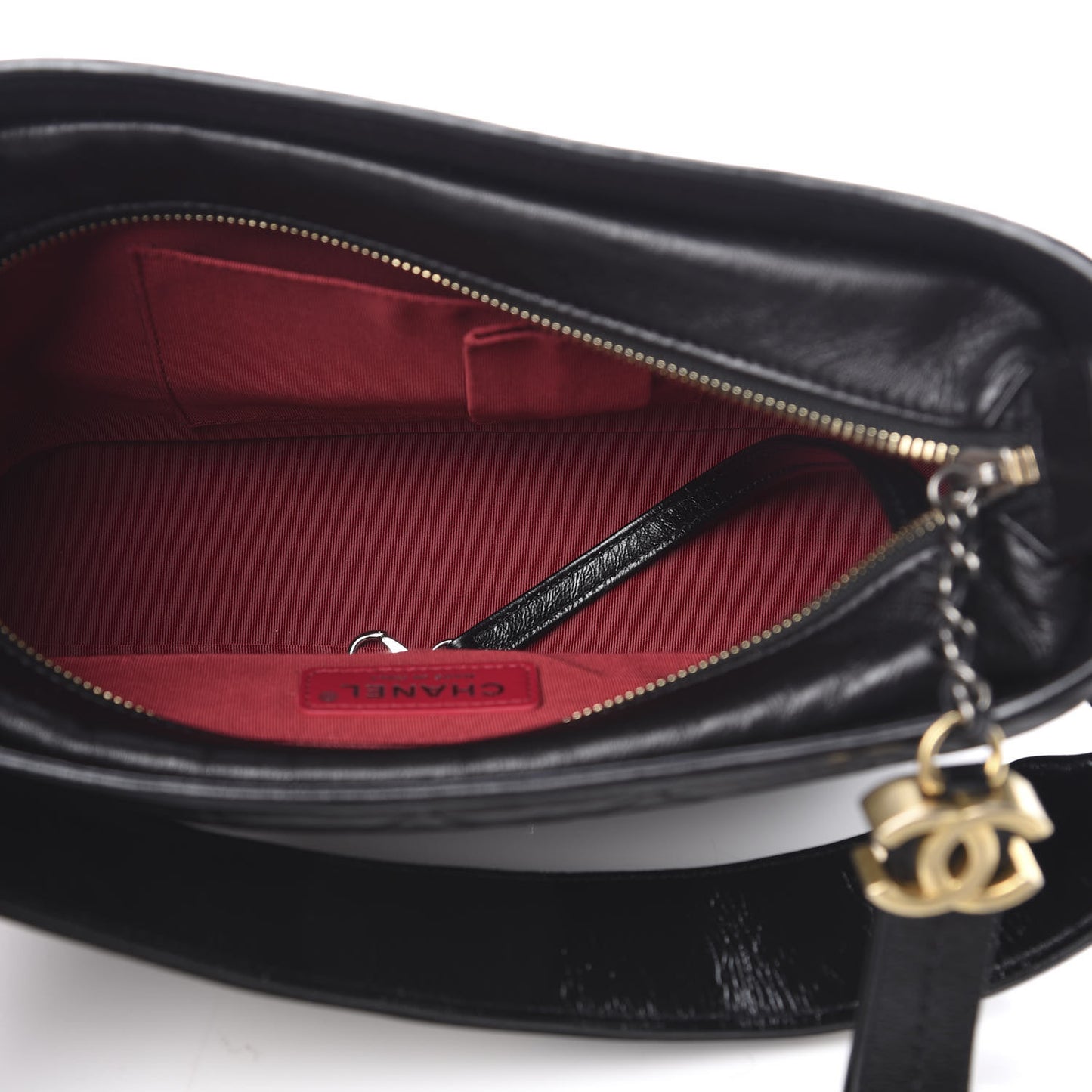 Aged Calfskin Quilted Small Gabrielle Hobo Black