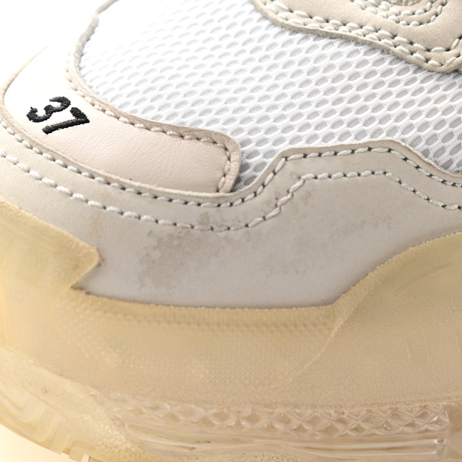 Balenciaga Fabric Mesh Clear Sole Womens Triple S Sneakers 37 White 10 of 21