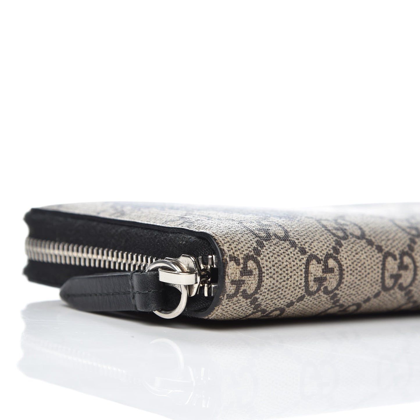 GG Supreme Monogram Wolf Print Zip Around Wallet Black