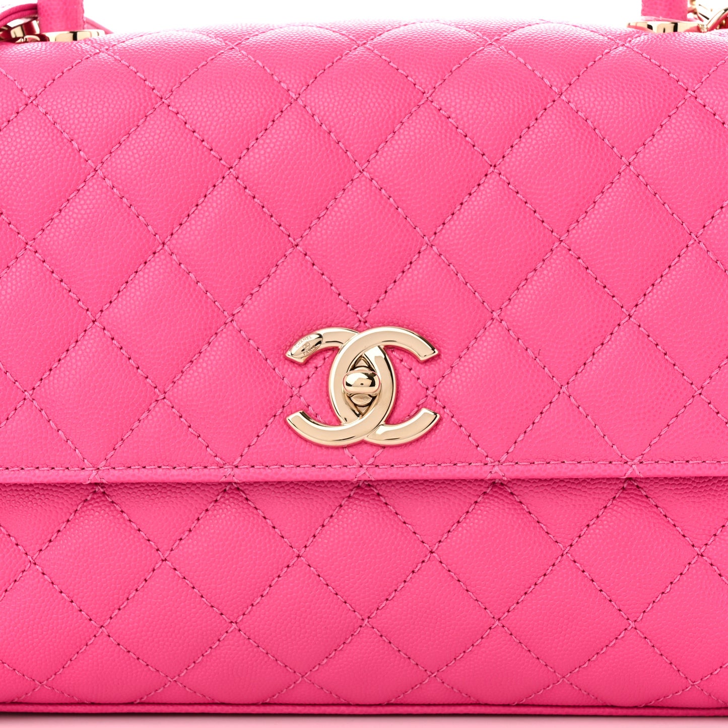 Caviar Quilted Small Coco Handle Flap Dark Pink