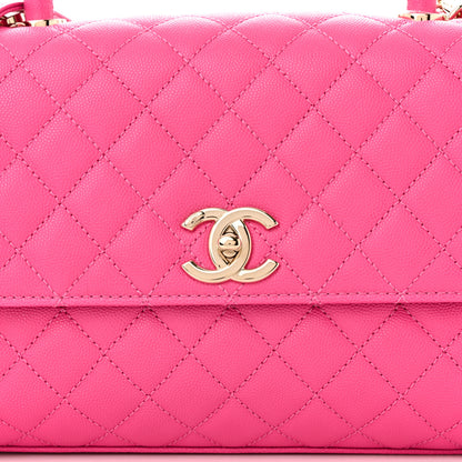 Chanel Caviar Quilted Small Coco Handle Flap Dark Pink 8 of 11