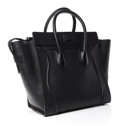 Celine Drummed Calfskin Mini Luggage Black 3 of 10