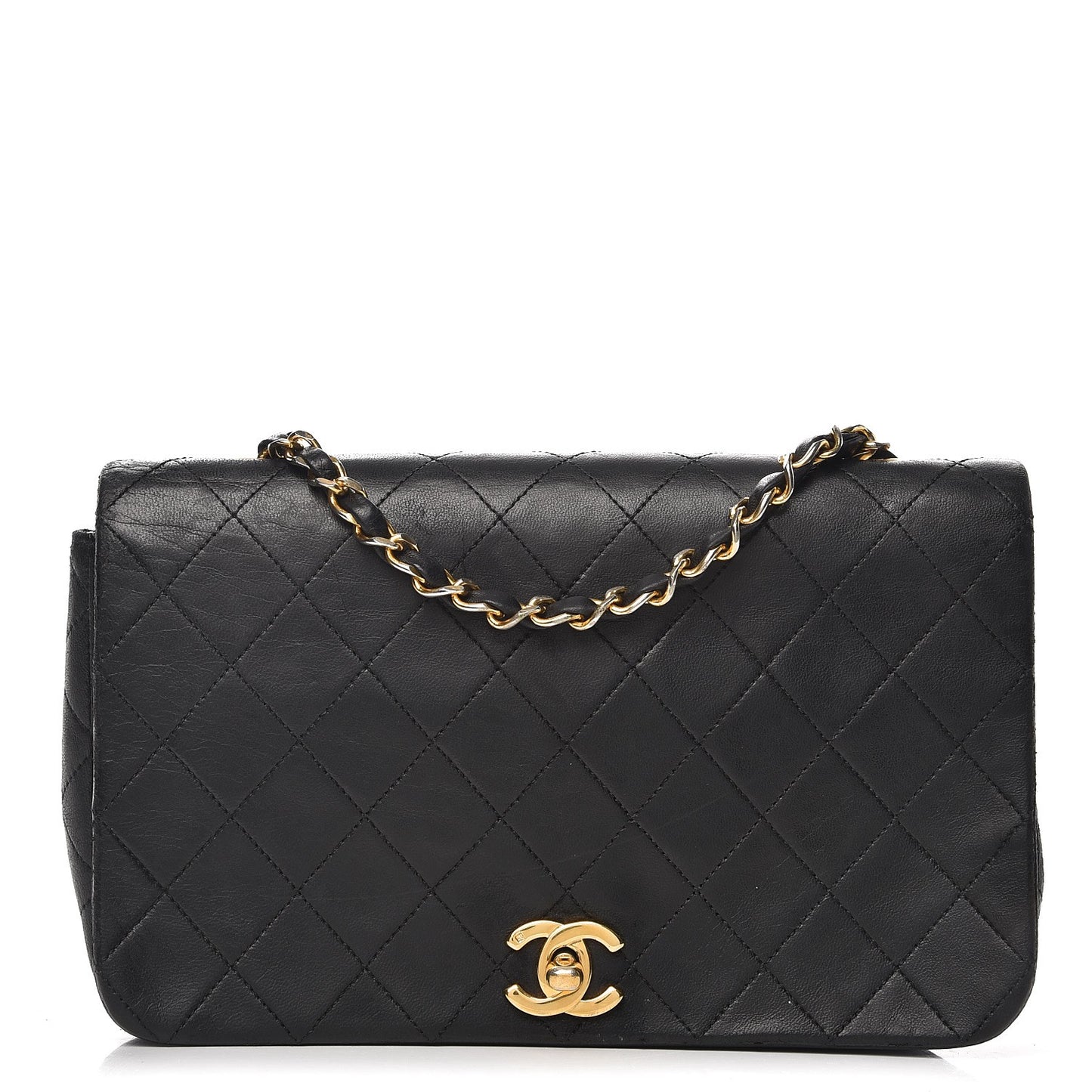 Lambskin Quilted Small Single Flap Black