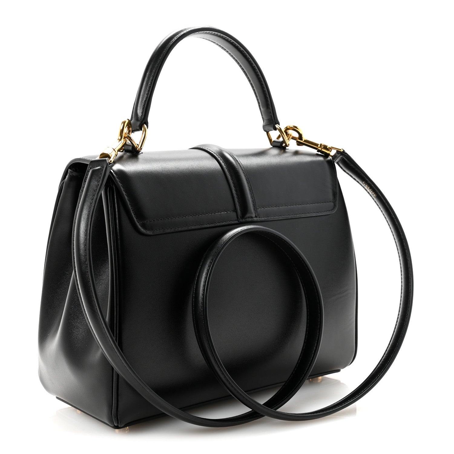 Celine Satinated Calfskin Small 16 Top Handle Bag Black 3 of 10