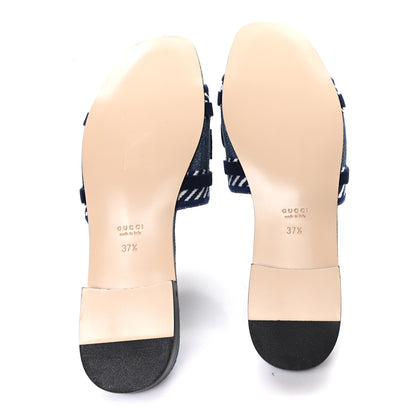 Gucci Plain Spain Denim Logo Slide Sandals 37.5 Light Blue 6 of 10