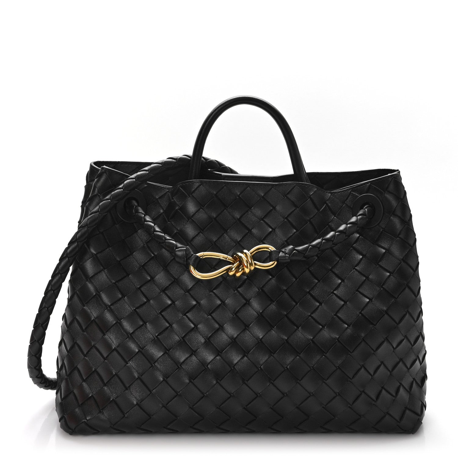 Bottega Veneta Nappa Intrecciato Medium Andiamo Shoulder Bag Black 1 of 8