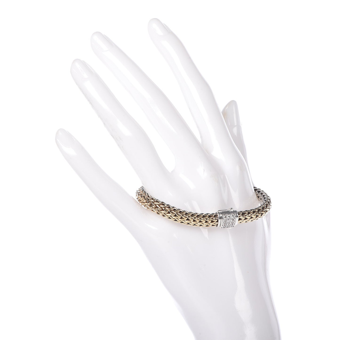 Sterling Silver 18K Yellow Gold Diamond Classic Chain Reversible Bracelet
