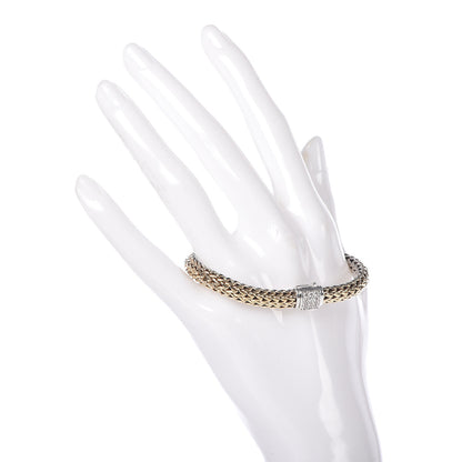 John Hardy Sterling Silver 18K Yellow Gold Diamond Classic Chain Reversible Bracelet 3 of 7
