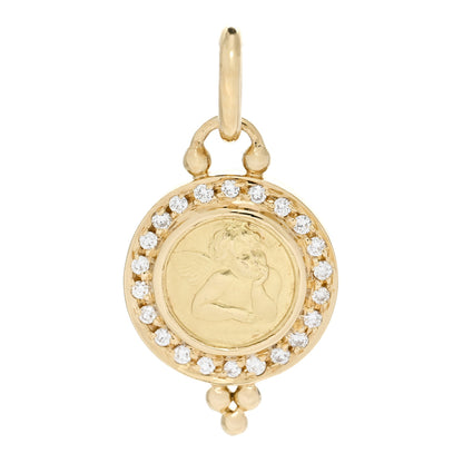 Temple St. Clair 18K Yellow Gold Diamond 10mm Pave Angel Pendant 1 of 4
