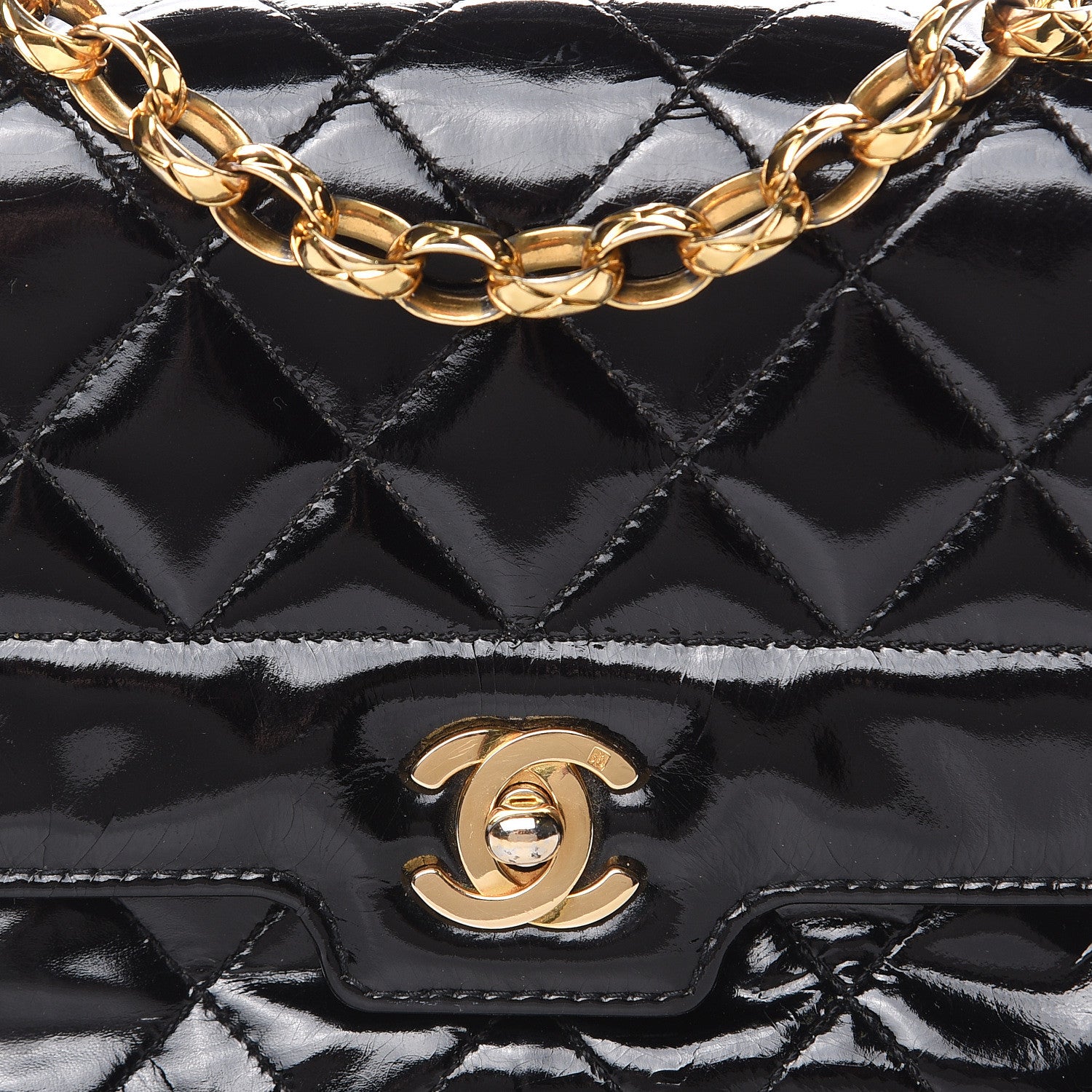 Chanel Patent Quilted Extra Mini Rectangular Flap Black 9 of 21