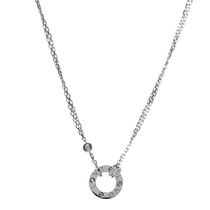 Cartier 18K White Gold 2 Diamond LOVE Necklace 1 of 8
