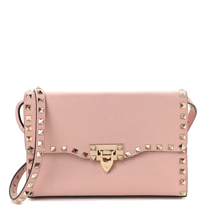 Valentino Garavani Pebbled Calfskin Medium Rockstud Flip Lock Crossbody Bag Water Rose 1 of 7