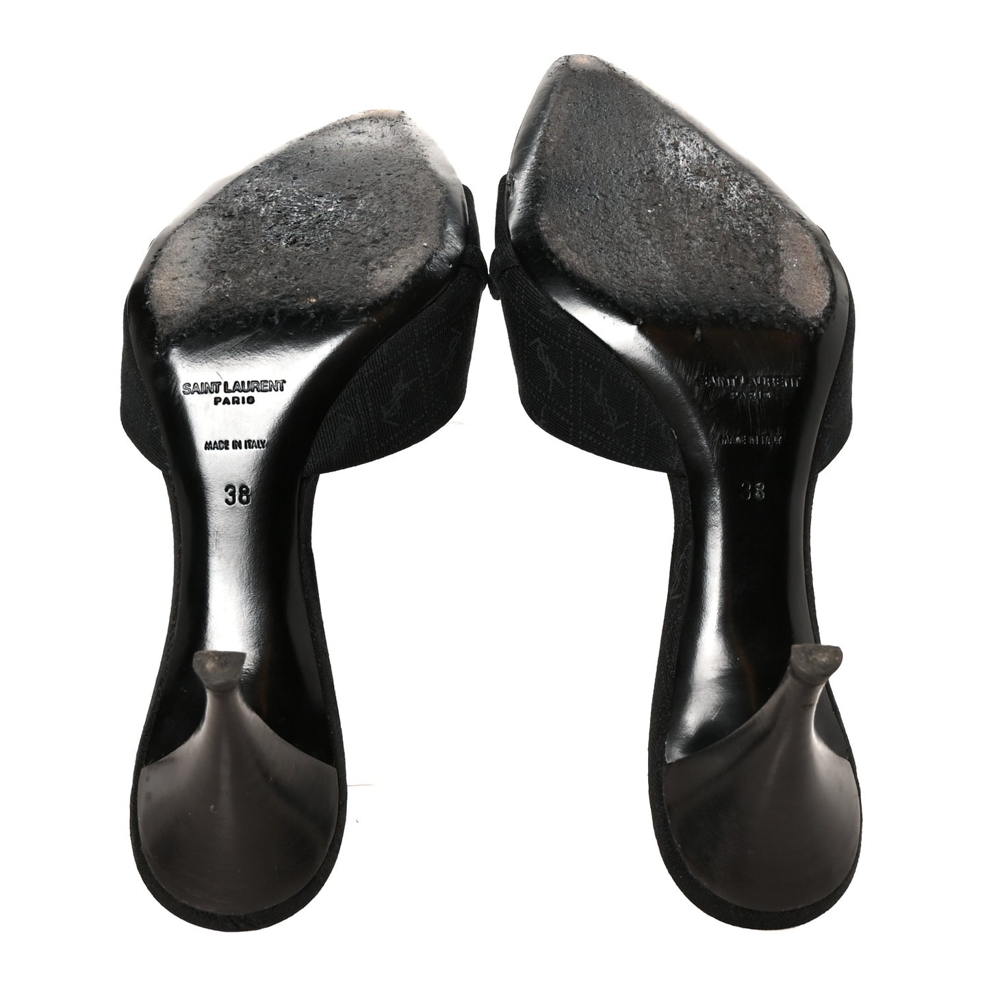 Jacquard All-Over Monogram Le Maillon 60mm Mules 38 Black