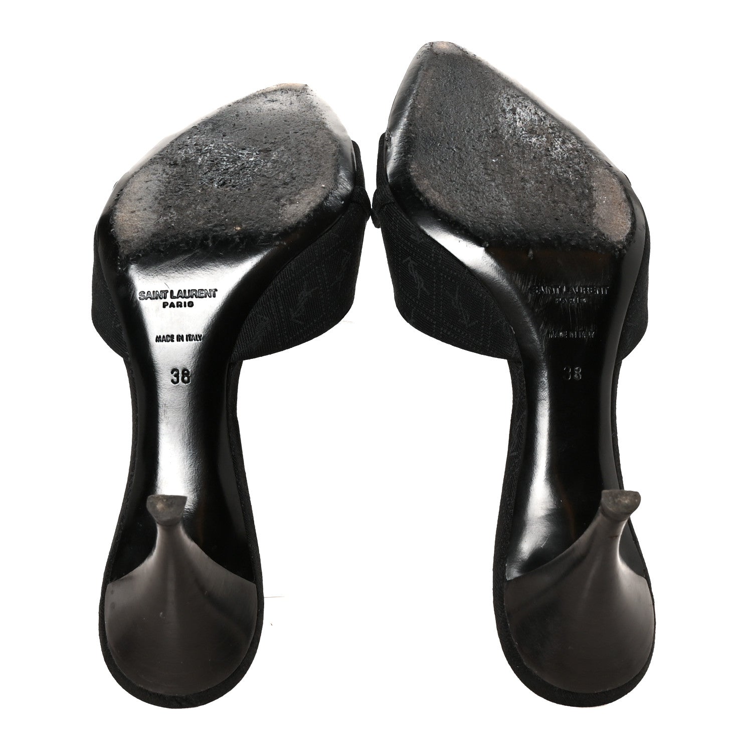 Saint Laurent Jacquard All-Over Monogram Le Maillon 60mm Mules 38 Black 6 of 9