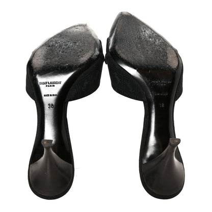 Saint Laurent Jacquard All-Over Monogram Le Maillon 60mm Mules 38 Black 6 of 9