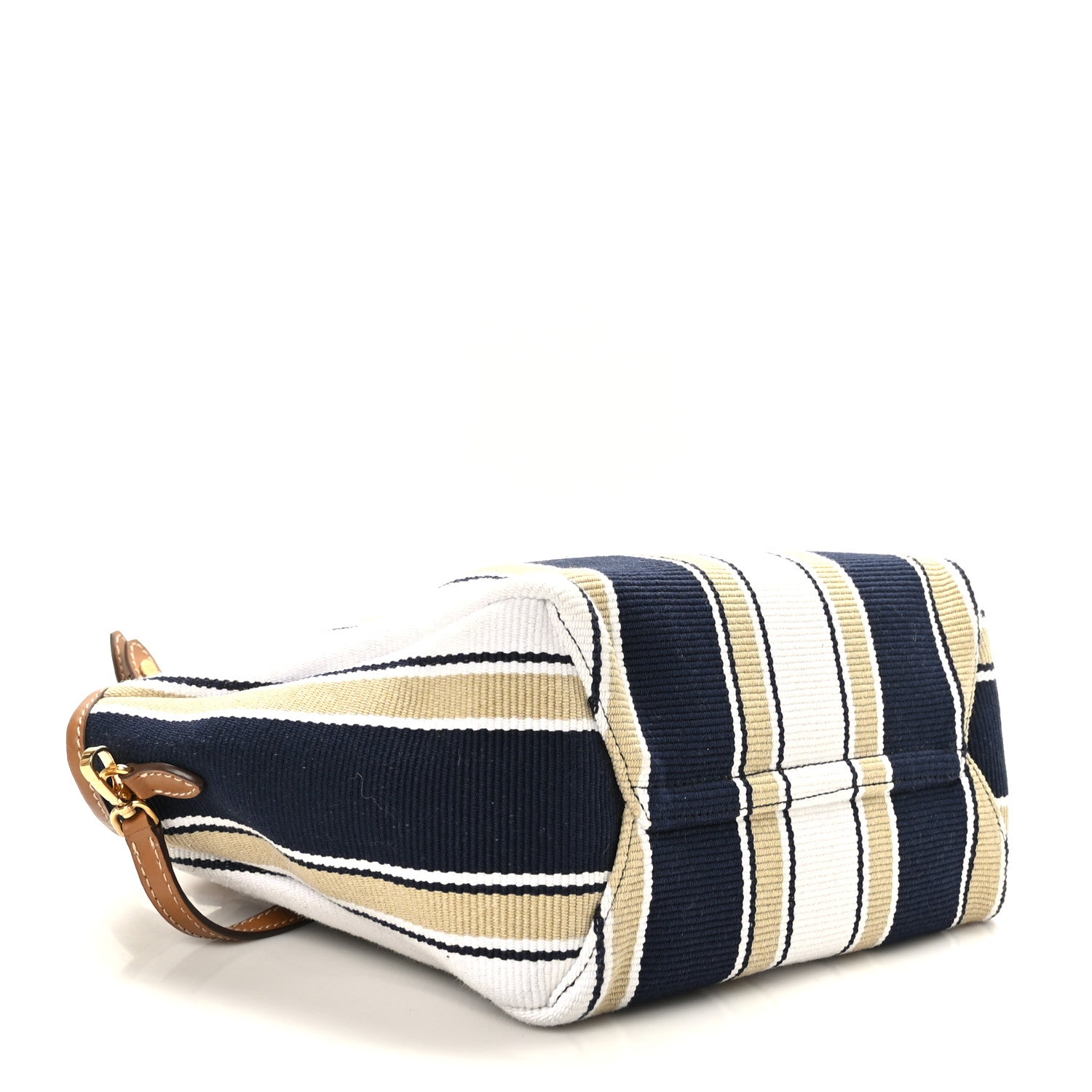 Miu Miu Cannete Canvas Striped Small Ivy Tote Blue Sabbia 5 of 9