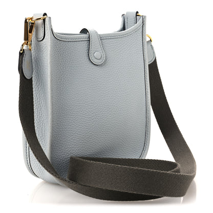 Hermes Taurillon Clemence Amazone Evelyne TPM Bleu Pale Etain 3 of 10