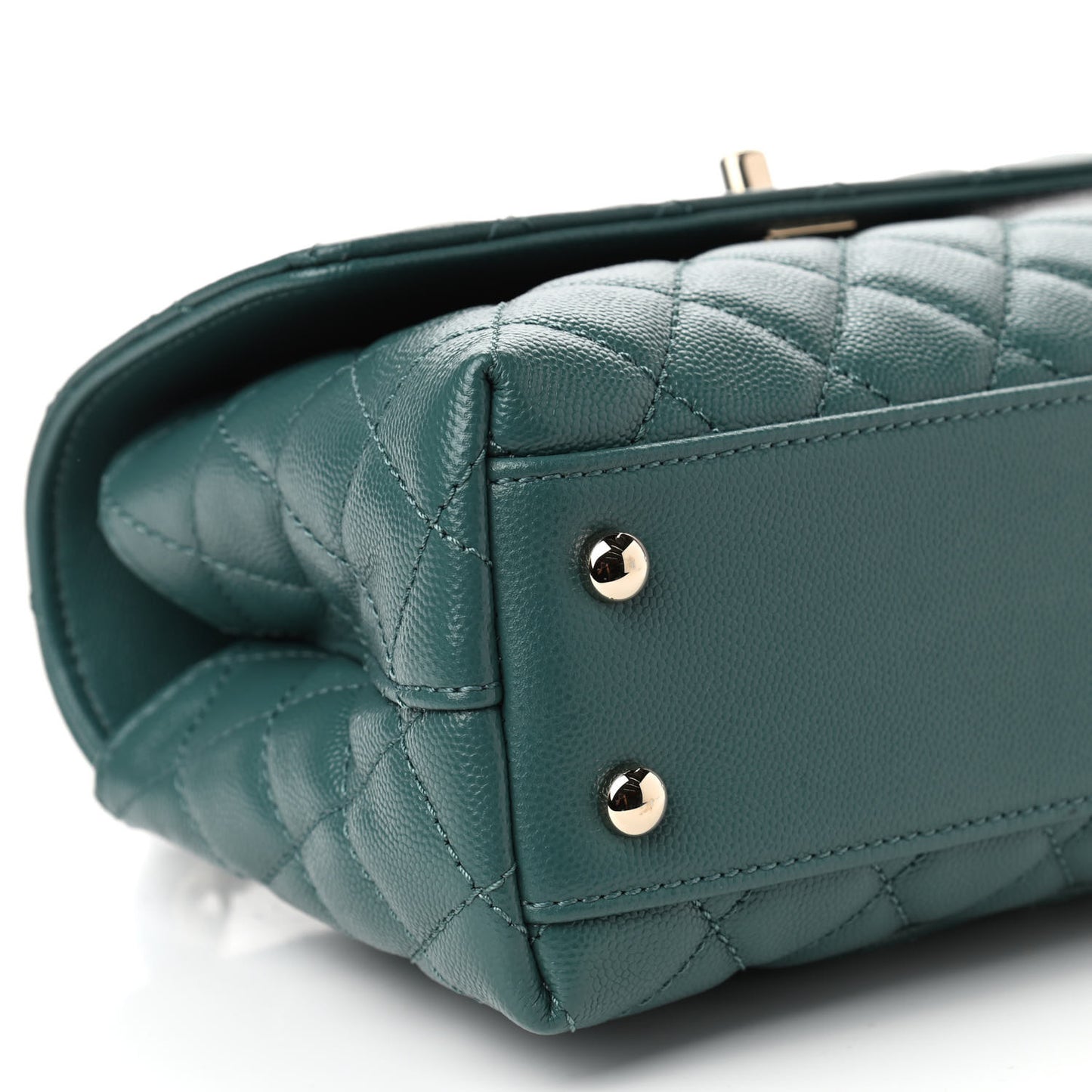 Caviar Quilted Mini Coco Handle Flap Green