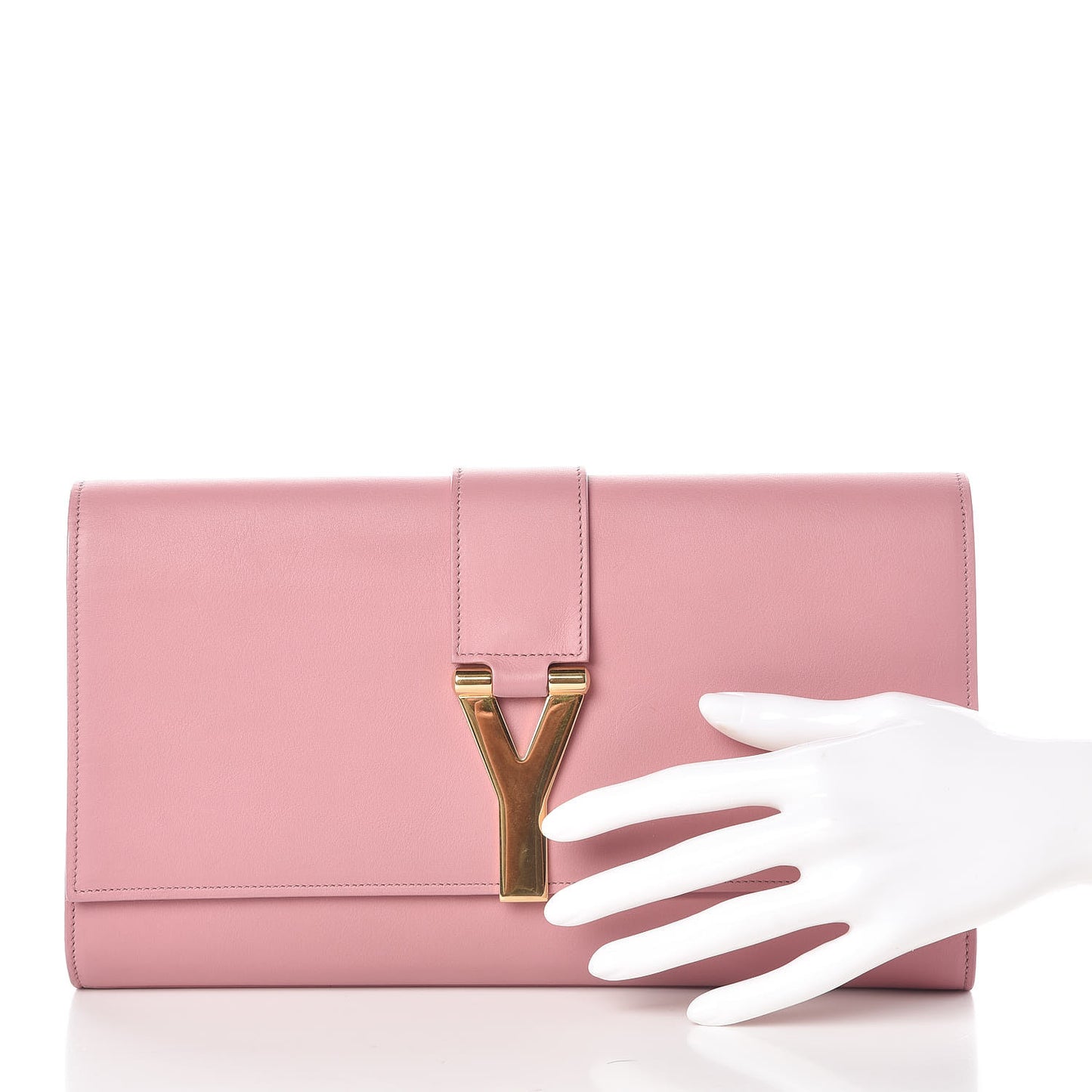 Calfskin Classic Y Ligne Clutch Dark Rose
