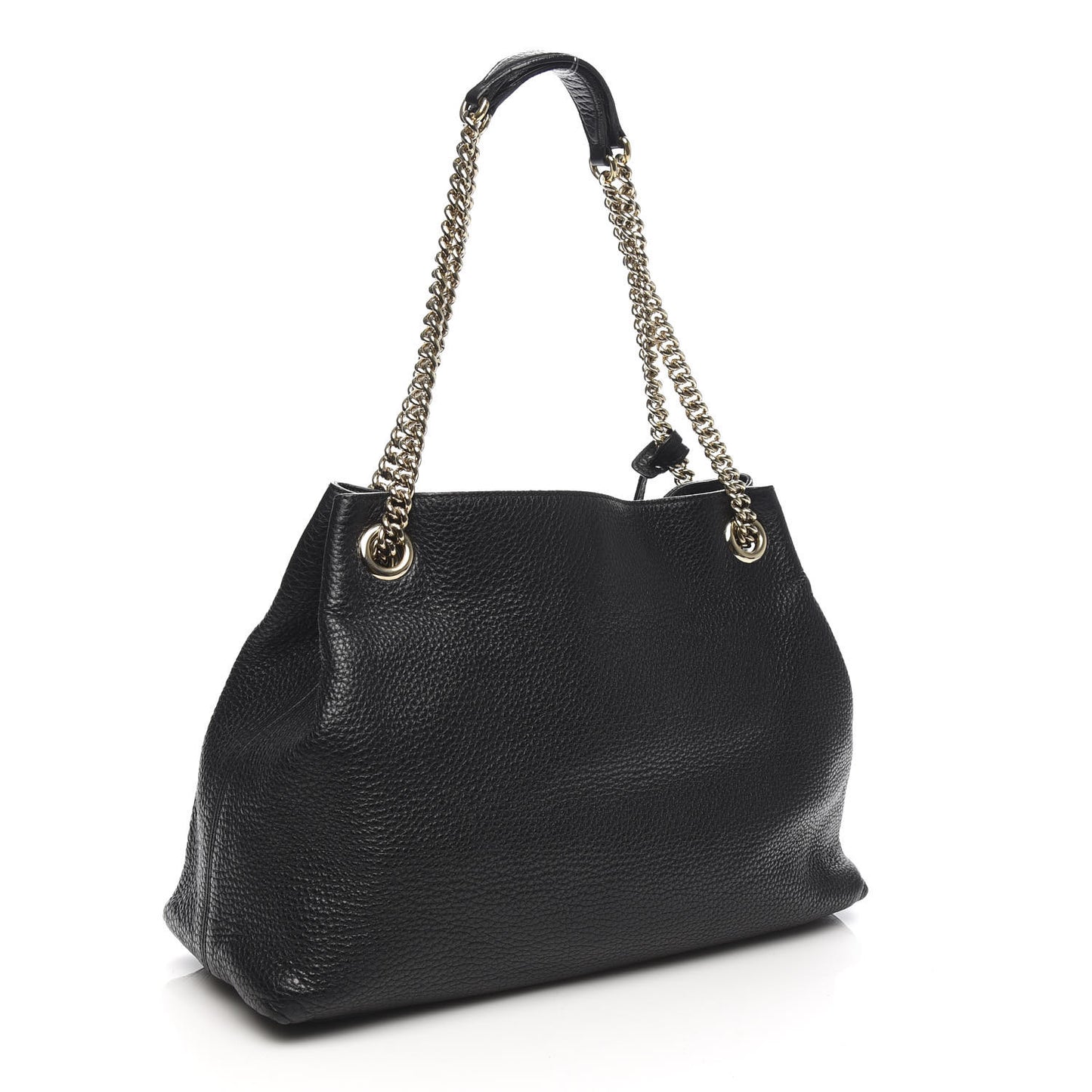 Pebbled Calfskin Medium Soho Chain Shoulder Bag Black