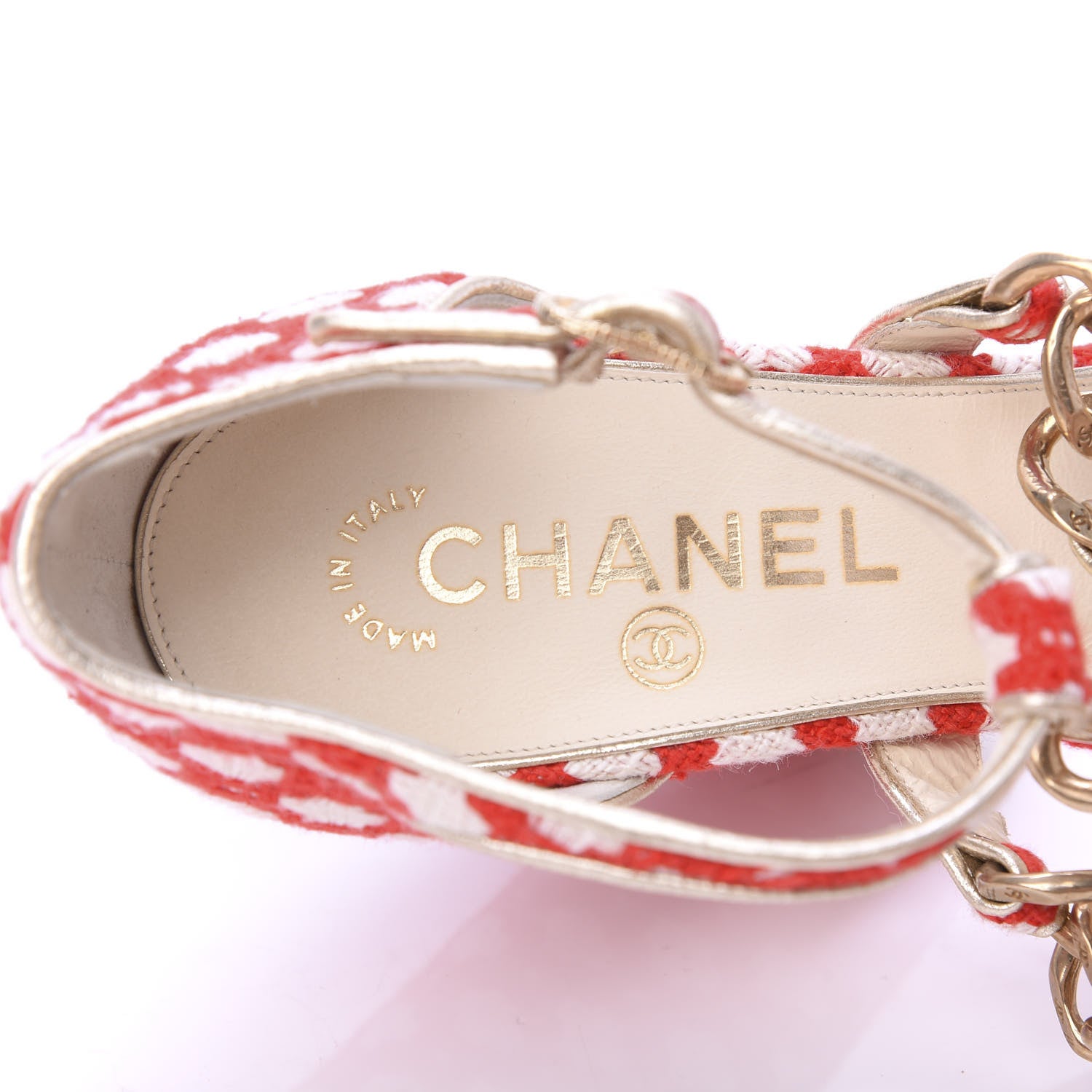 Chanel Tweed CC Chain Sandals 36 Rogue Ecru 7 of 8