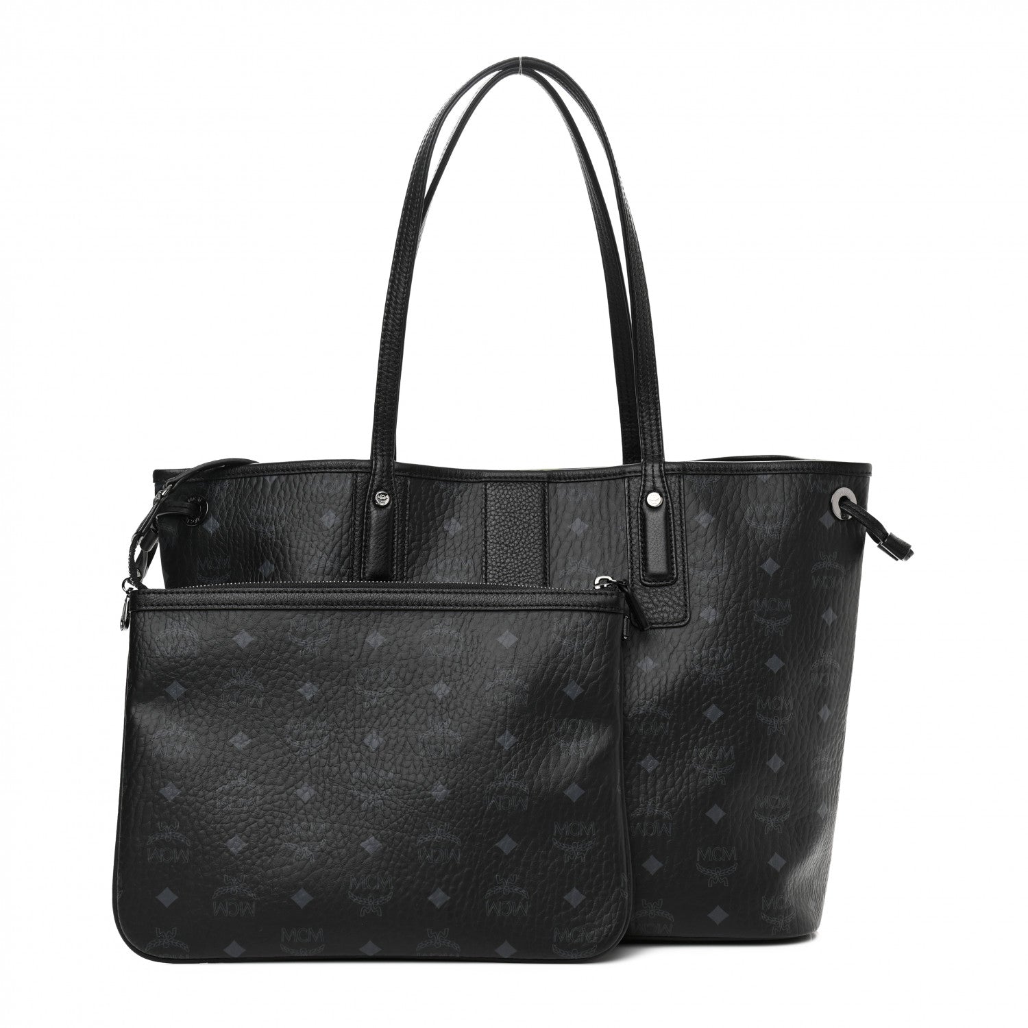 MCM Visetos Medium Reversible Shopper Tote Black 1 of 15