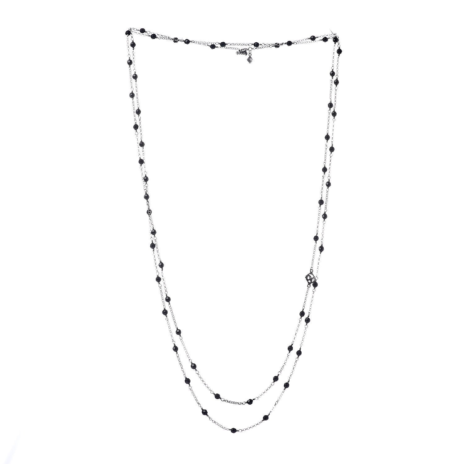 David Yurman Sterling Silver Black Onyx Station Chain Necklace 3 of 4