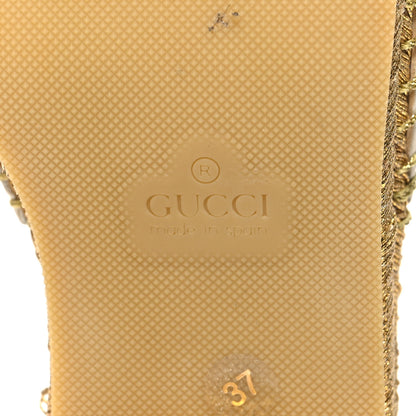 Gucci Malaga Kid Lifford Calfskin GG Mid Heel Slide 37 White Blue 8 of 10